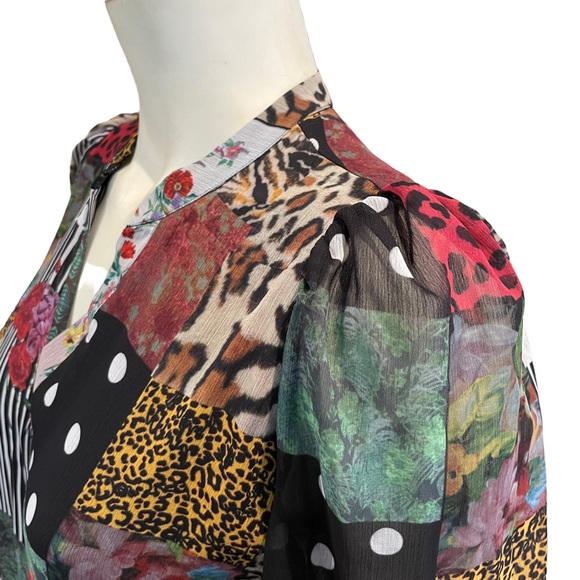 Desigual Dress Chiffon Patchwork Long Sleeve Minidress NEW w/tags - Picture 6 of 15